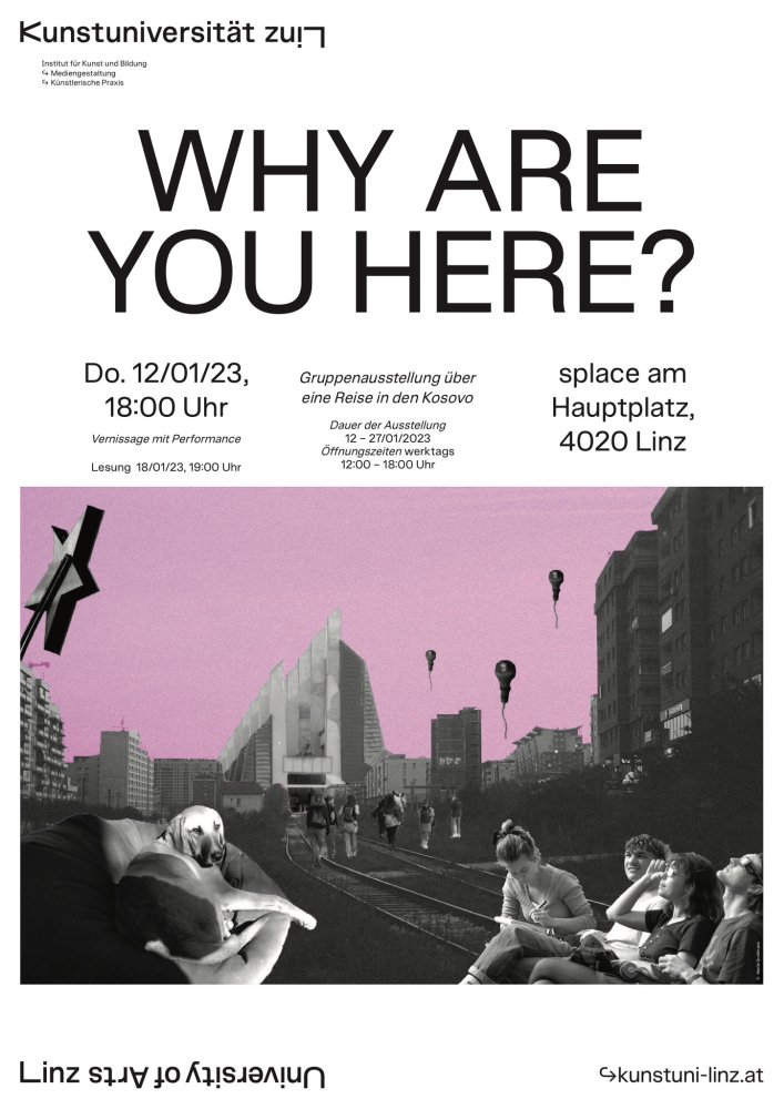 Ausstellungsplakat Gruppenausstellung "Why are you here"